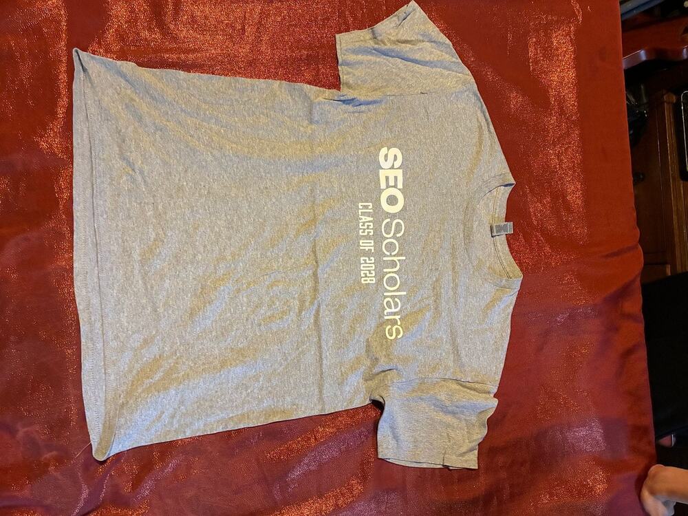 Gildan T-Shirt Mens L Gray SEO Scholars Class of 2023 Short Sleeve Back Print